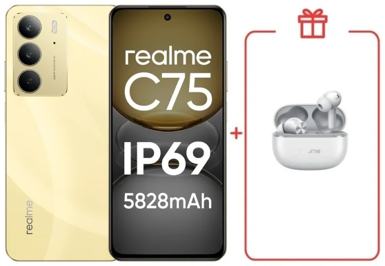 Смартфон Realme С75 8 ГБ/256 ГБ золотистый + подарок купить,NaN