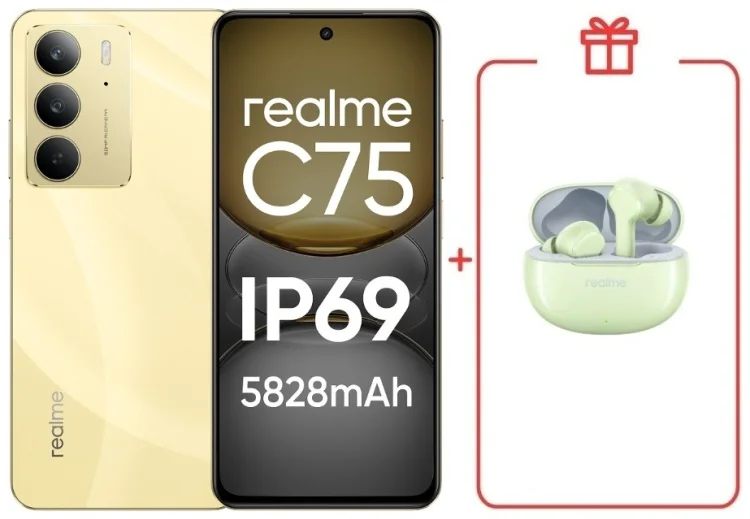 Смартфон Realme С75 8 ГБ/256 ГБ золотистый + подарок купить,NaN