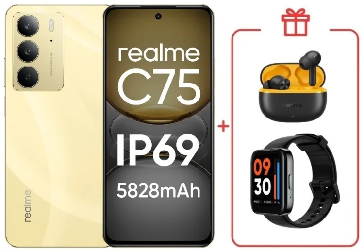 Смартфон Realme С75 8 ГБ/256 ГБ золотистый + подарок купить,NaN