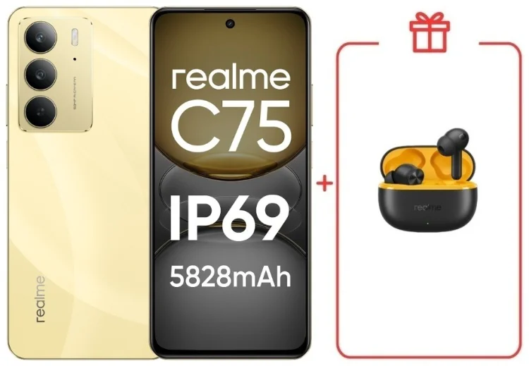 Смартфон Realme С75 8 ГБ/256 ГБ золотистый + подарок купить,NaN