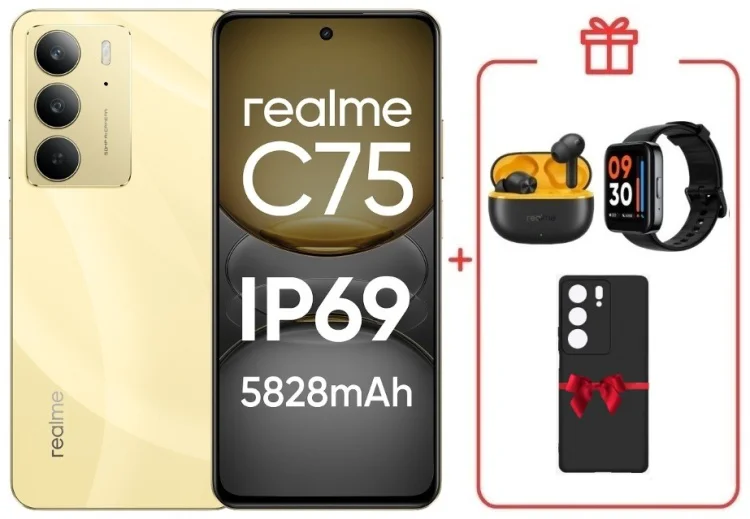 Смартфон Realme С75 8 ГБ/256 ГБ золотистый + подарок купить,NaN