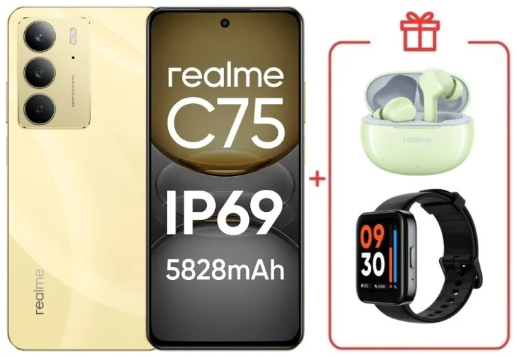 Смартфон Realme С75 8 ГБ/256 ГБ золотистый + подарок купить,NaN