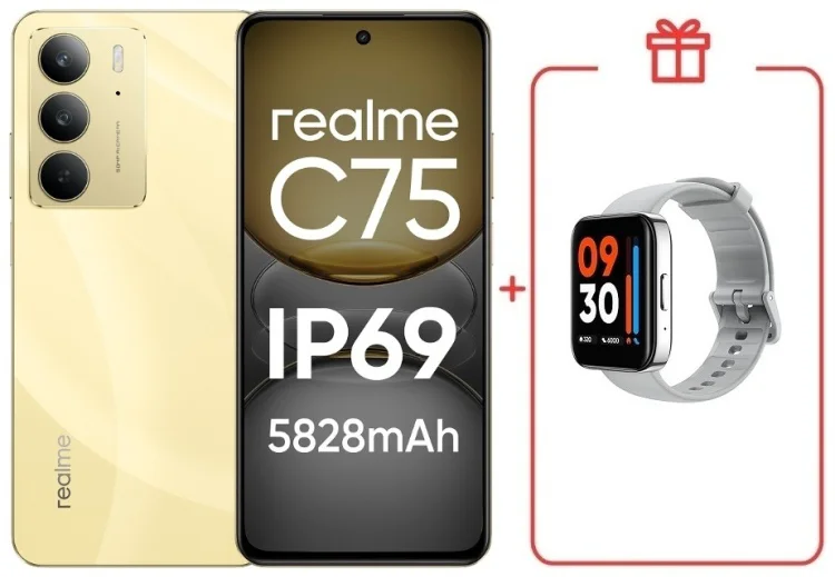 Смартфон Realme С75 8 ГБ/256 ГБ золотистый + подарок купить,NaN