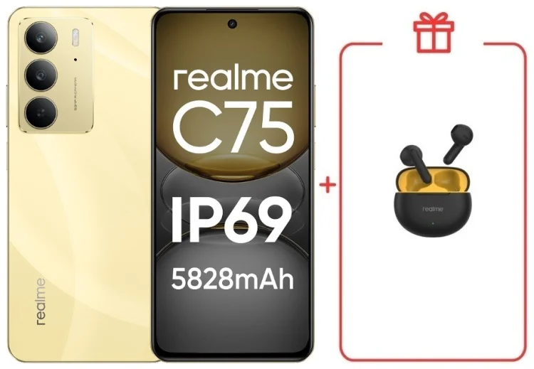 Смартфон Realme С75 8 ГБ/256 ГБ золотистый + подарок купить,NaN