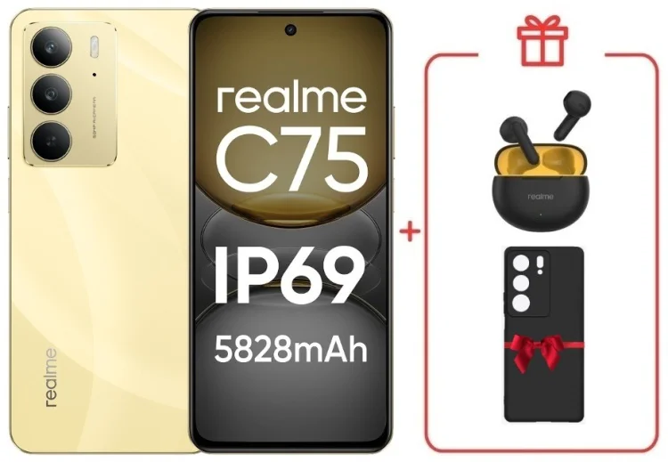 Смартфон Realme С75 8 ГБ/256 ГБ золотистый + подарок купить,NaN