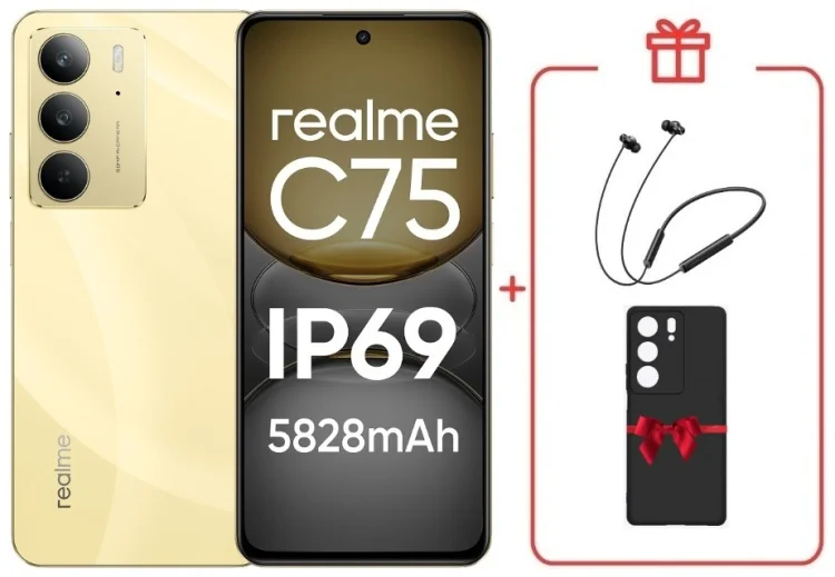 Смартфон Realme С75 8 ГБ/256 ГБ золотистый + подарок купить,NaN