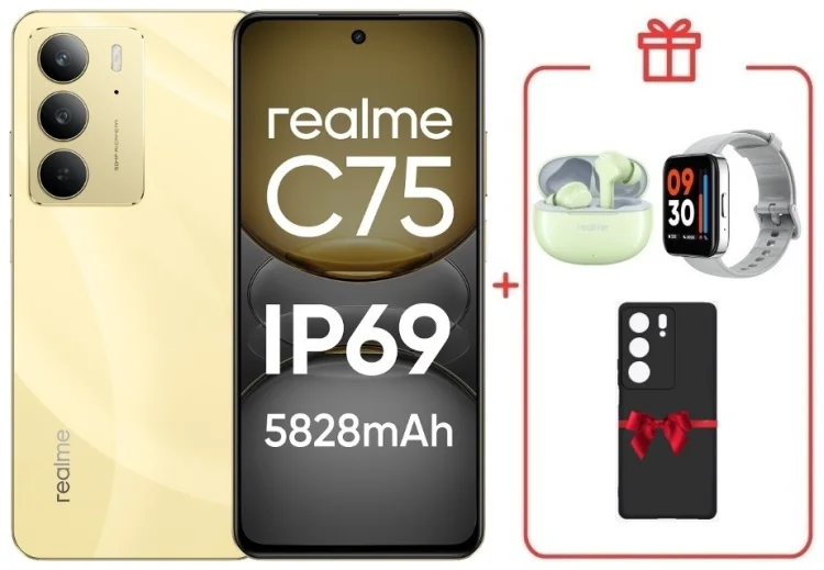 Смартфон Realme С75 8 ГБ/256 ГБ золотистый + подарок купить,NaN