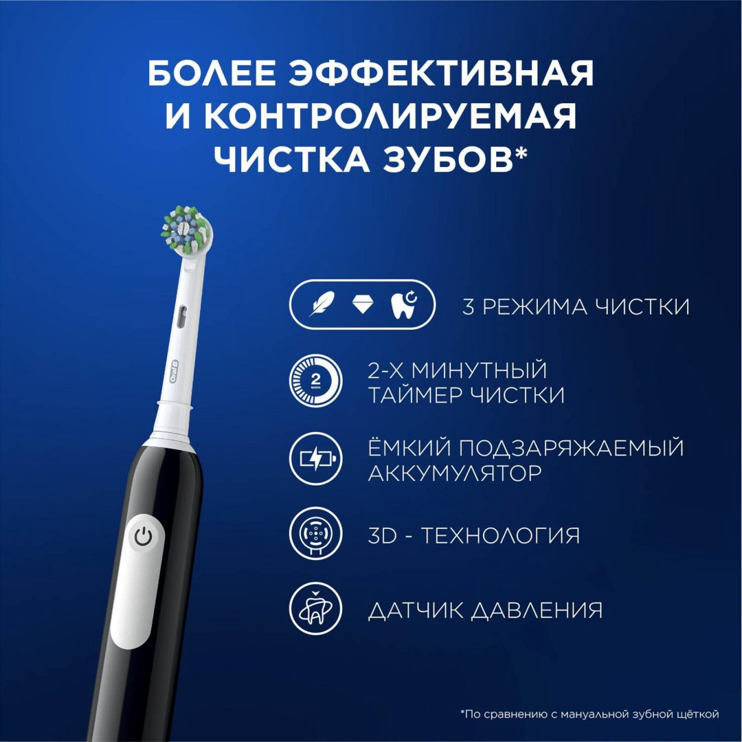 Электрическая щетка Oral-B электрическая Pro Series 1 щетина средняя черный купить,NaN