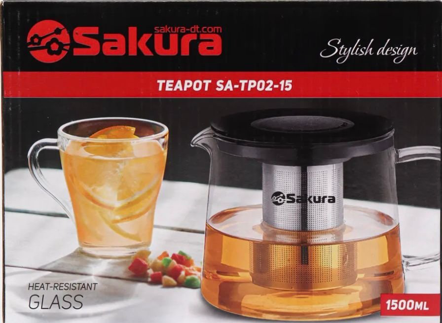 Чайник Sakura SA-TP02-15 1.5 л, нержавеющая сталь, стекло купить,NaN