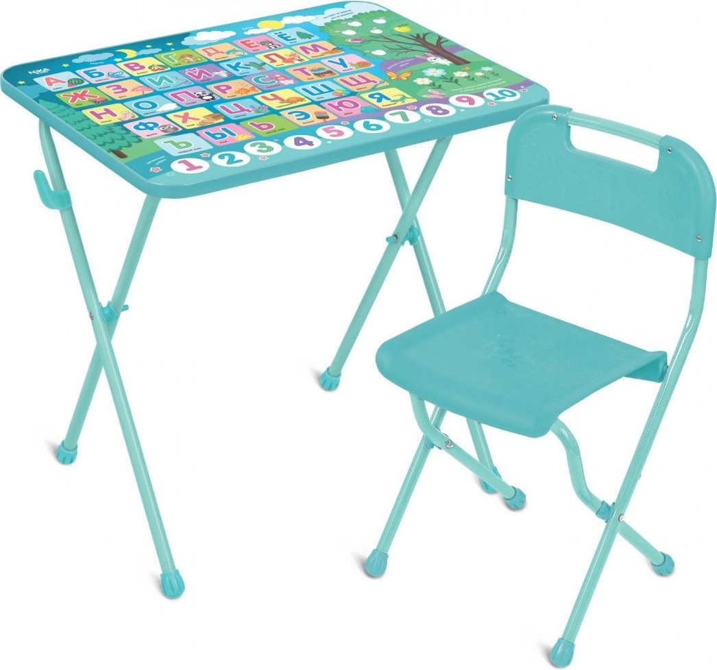 Nika Kids КП/А1 стул, стол, 60x45x52 см, металл, ЛДСП, пластик бирюзовый