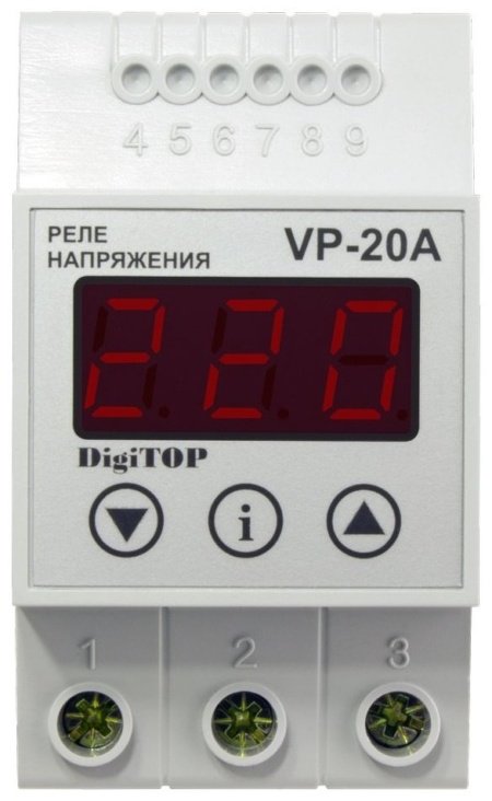 DigiTOP реле контроля напряжения AC 220 20, кол-во фаз : 1 Vp 20A