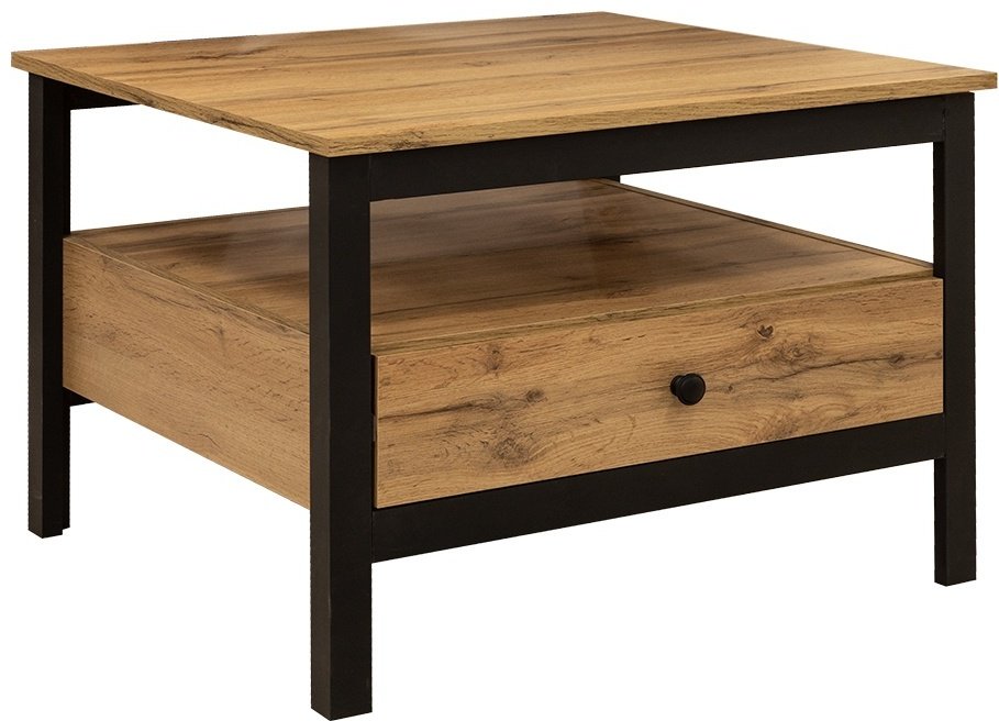 Журнальный столик BRW LOFT, 70x70x52 см, коричневый, черный