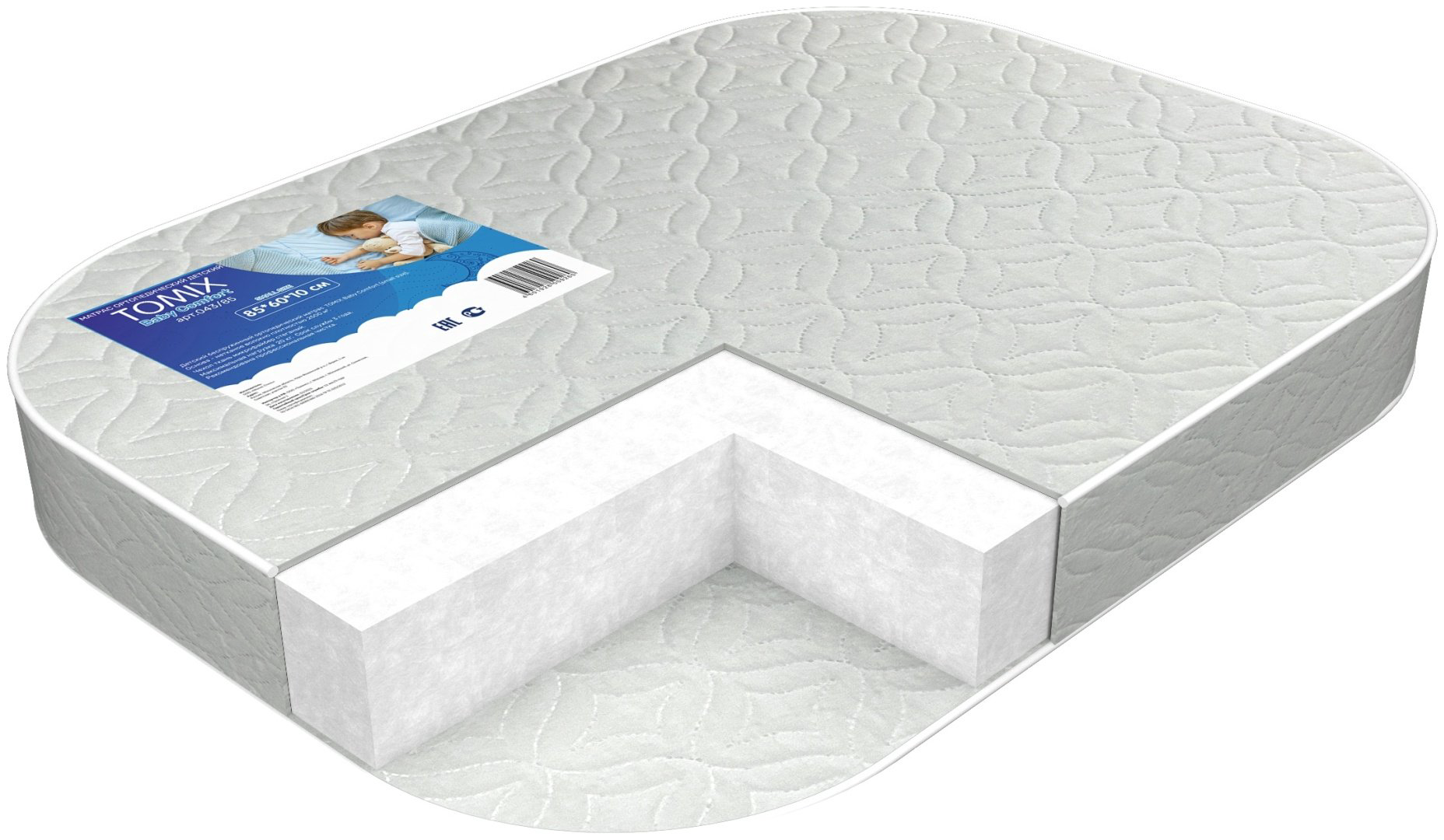 Детский матрас TOMIX Set Baby Comfort 60x120x10 см, беспружинный, микрофайбер купить,NaN