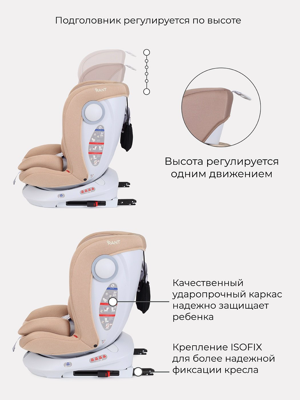 RANT Drive 0/1/2/3 (до 36 кг) бежевый купить,NaN