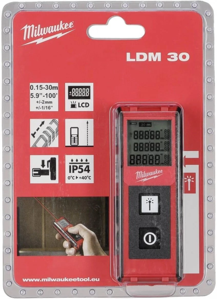Лазерный дальномер Milwaukee LDM 30 4933459276, дальность до 30 м купить,NaN