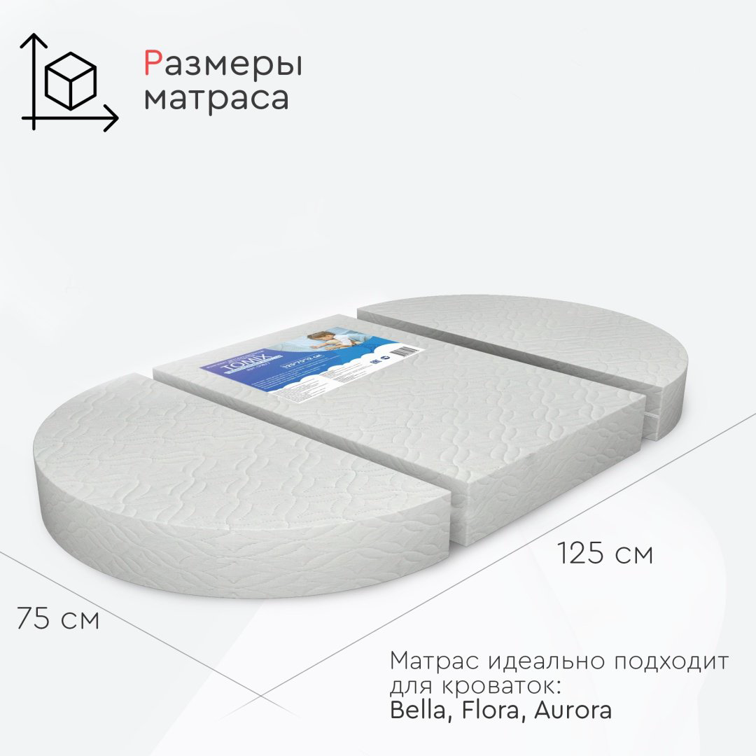 Матрас детский Tomix Transformer Ring Lux 125х75х12см белый купить,NaN