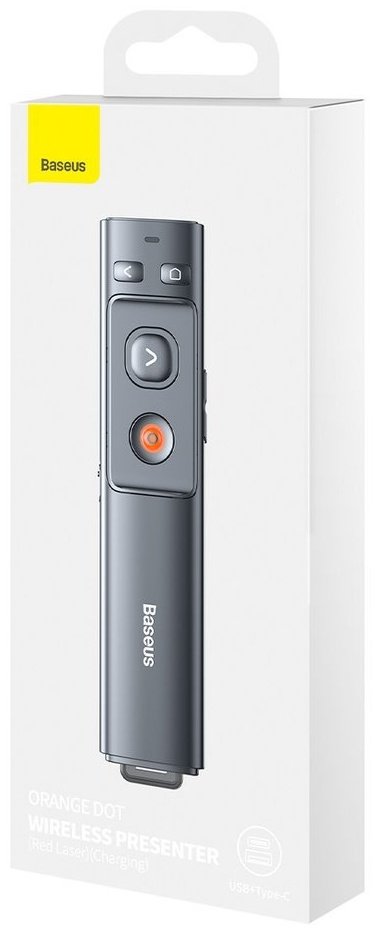 Baseus Orange Dot Wireless Presenter Grey
