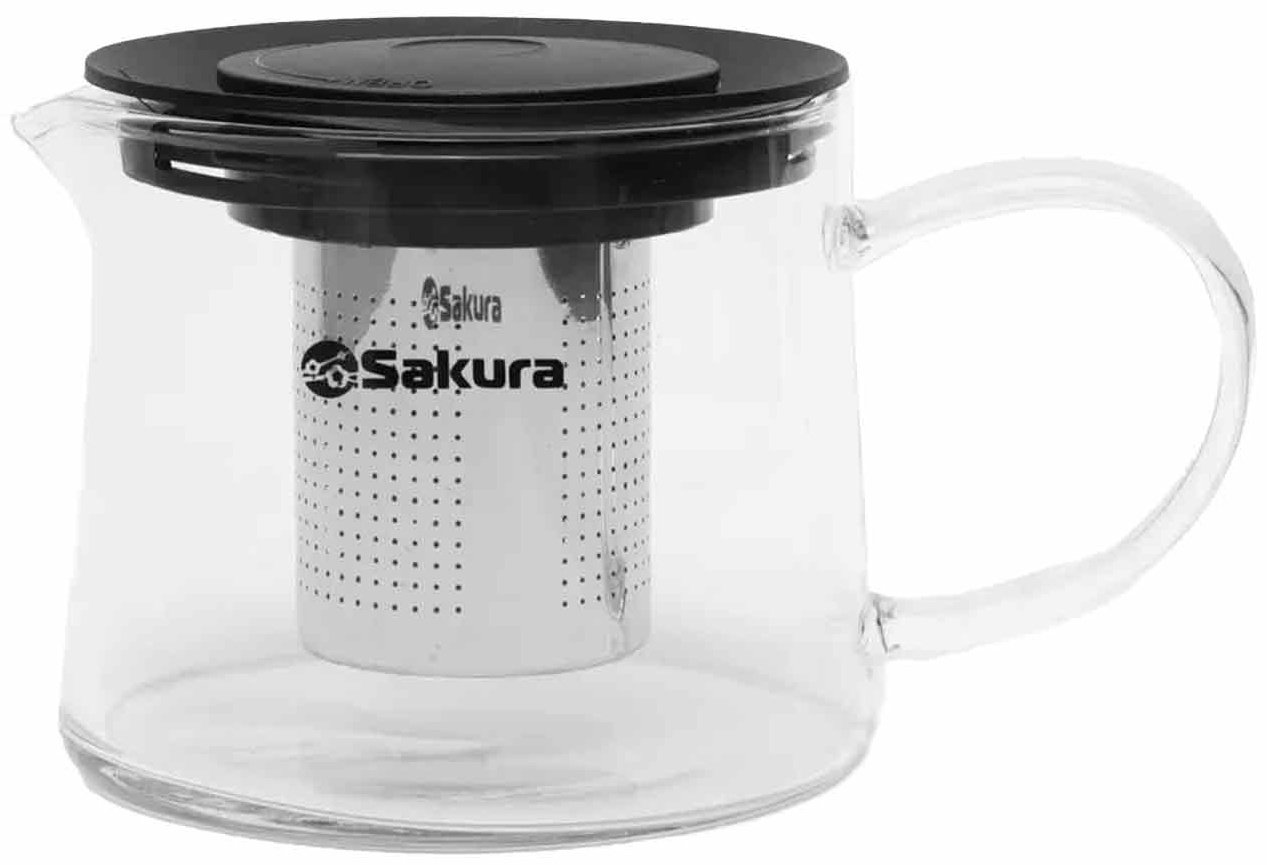 Чайник SAKURA 21961 1 л, жаропрочное стекло, нержавеющая сталь, стекло купить,NaN