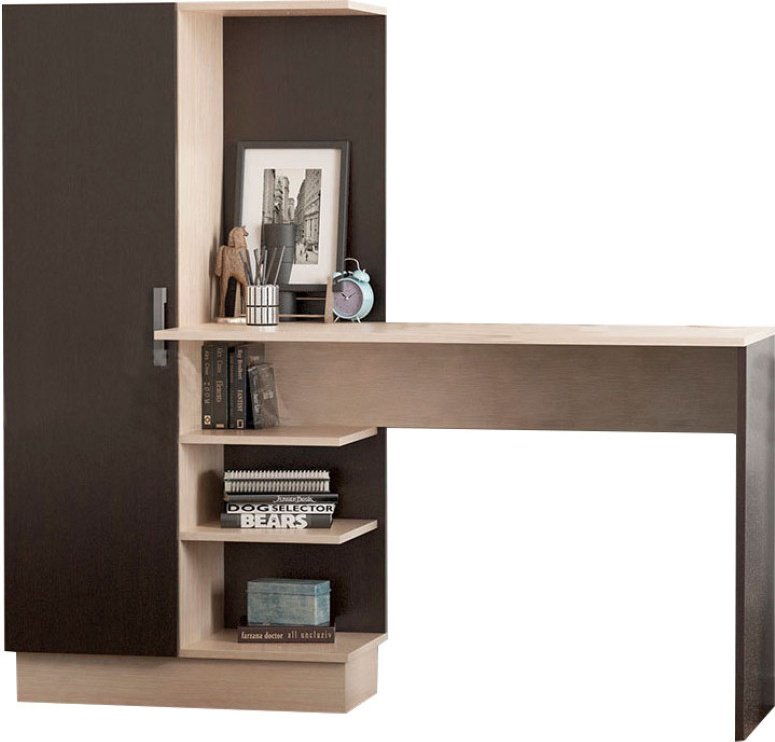 Стол компьютерный МИФ УПКФ, 145х50.2x135 см, темно-коричневый, светло-коричневый