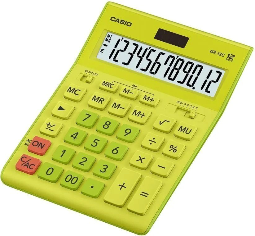CASIO настольный GR-12C-GN-W-EP, 12-разрядный, желтый купить,NaN