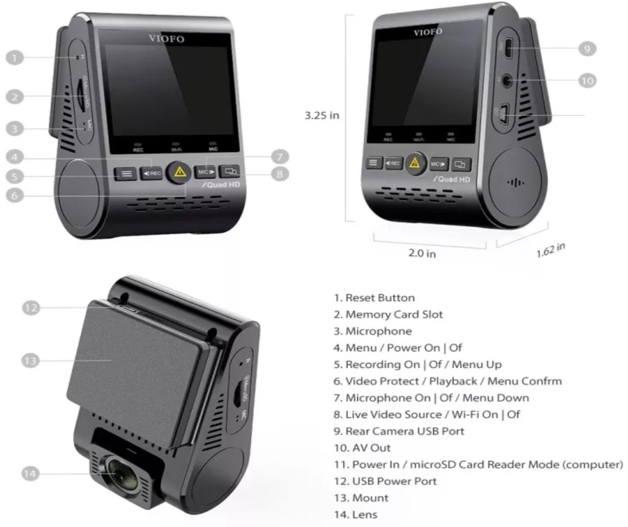 Видеорегистратор Viofo A129 Plus Duo черный купить,0