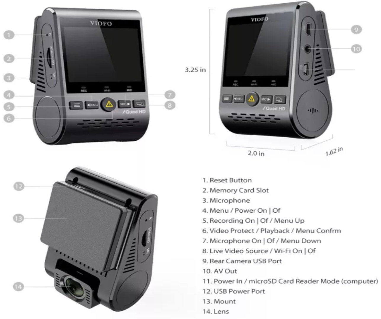 Видеорегистратор Viofo A129 Plus Duo черный купить,NaN