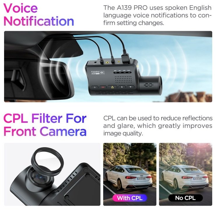 Видеорегистратор Viofo A139 Pro 3CH 4K черный - ForteMarket Видеорегистратор Viofo A139 Pro 3CH 4K черный купить,0