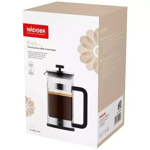 Френч-пресс Nadoba 733310 1 л сталь, стекло - ForteMarket Френч-пресс Nadoba 733310 1 л сталь, стекло купить,0