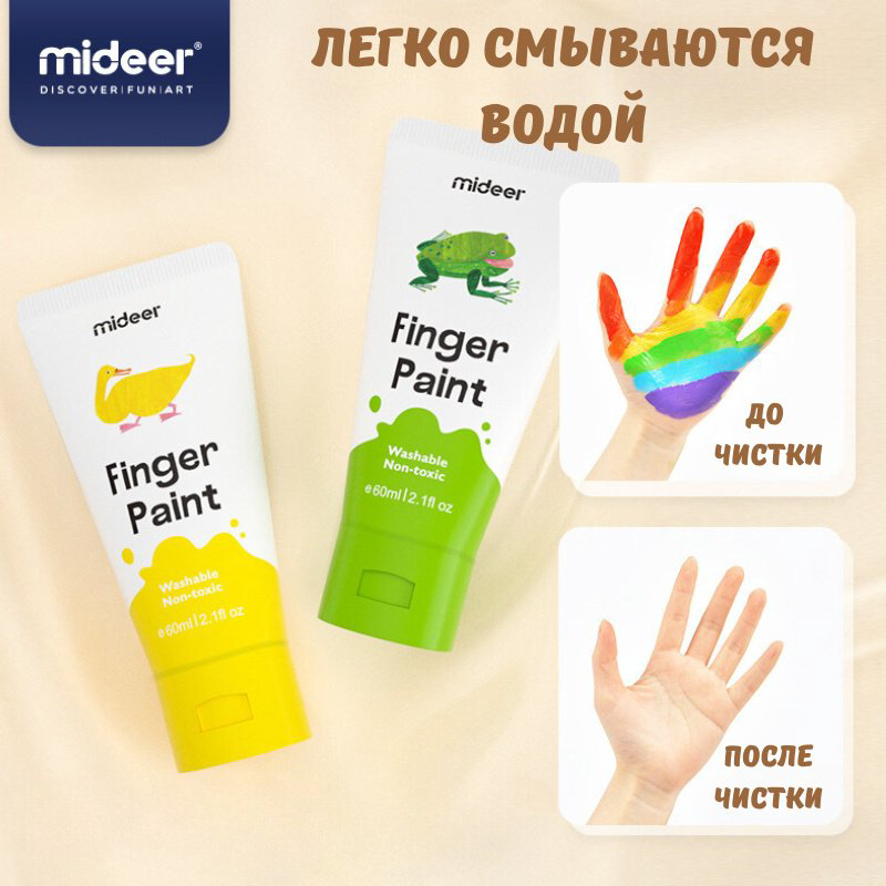 Краски Акварельные MiDeer MD4165 красный, оранжевый, желтый, зеленый, синий, белый 6 шт 60 мл купить,NaN