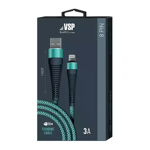 Кабель для телефона BoraSCO Fishbone 38510 Type-A to Lightning 3A 1m Tiffany - ForteMarket Кабель для телефона BoraSCO Fishbone 38510 Type-A to Lightning 3A 1m Tiffany купить,0