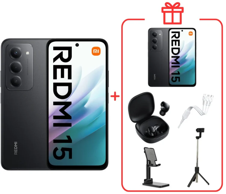 Смартфон Redmi 15 4G 8 ГБ/256 ГБ черный + подарок купить,NaN