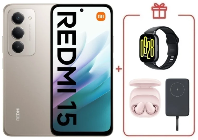 Смартфон Redmi 15 6 ГБ/128 ГБ серый + подарок купить,NaN
