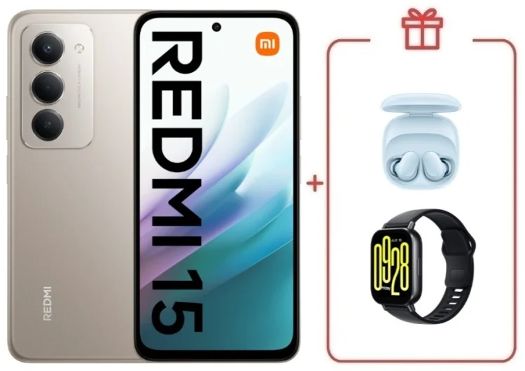 Смартфон Redmi 15 6 ГБ/128 ГБ серый + подарок купить,NaN