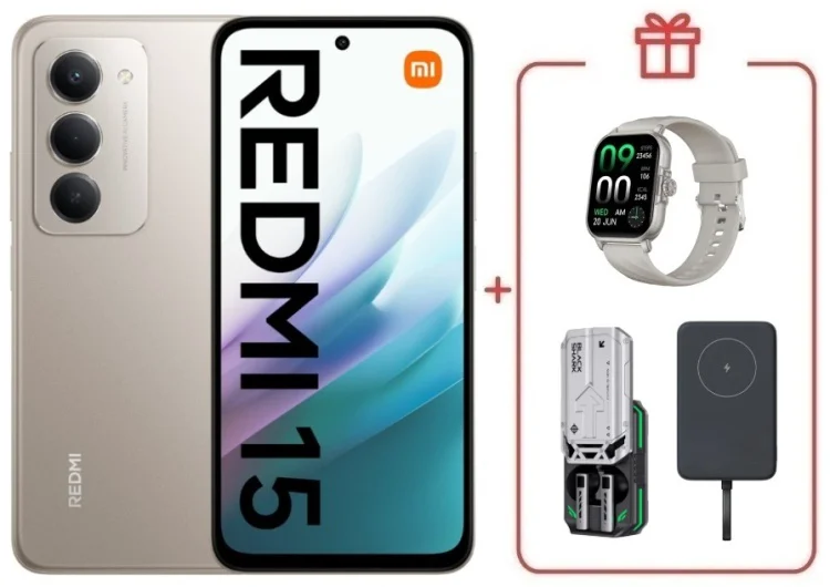 Смартфон Redmi 15 6 ГБ/128 ГБ серый + подарок купить,NaN