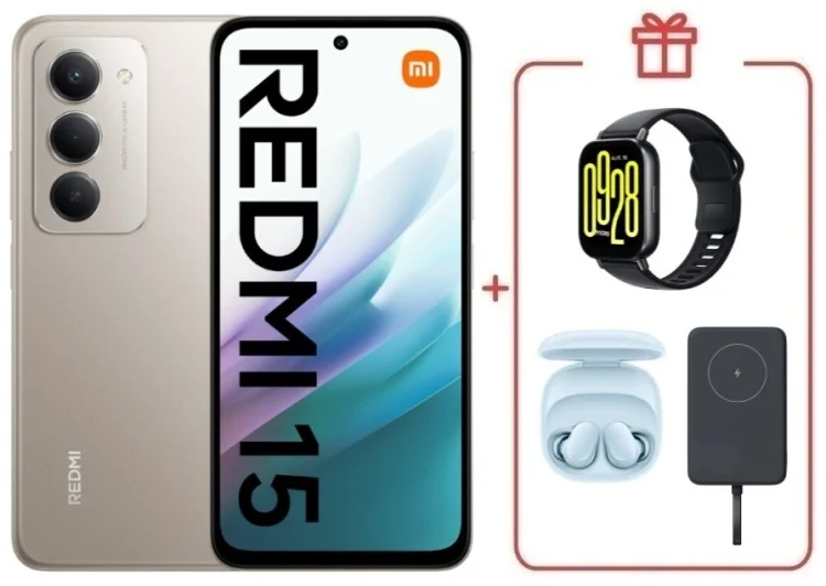 Смартфон Redmi 15 6 ГБ/128 ГБ серый + подарок купить,NaN