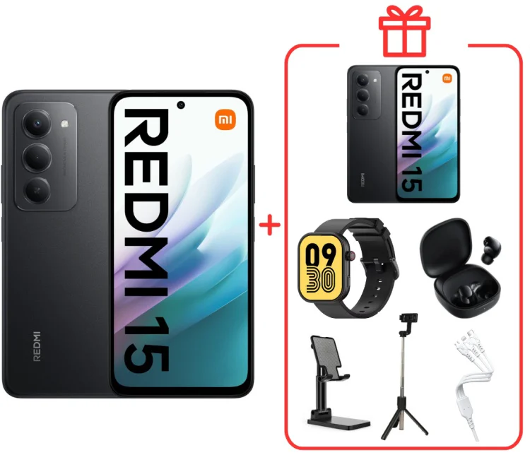 Смартфон Redmi 15 4G 8 ГБ/256 ГБ черный + подарок купить,NaN
