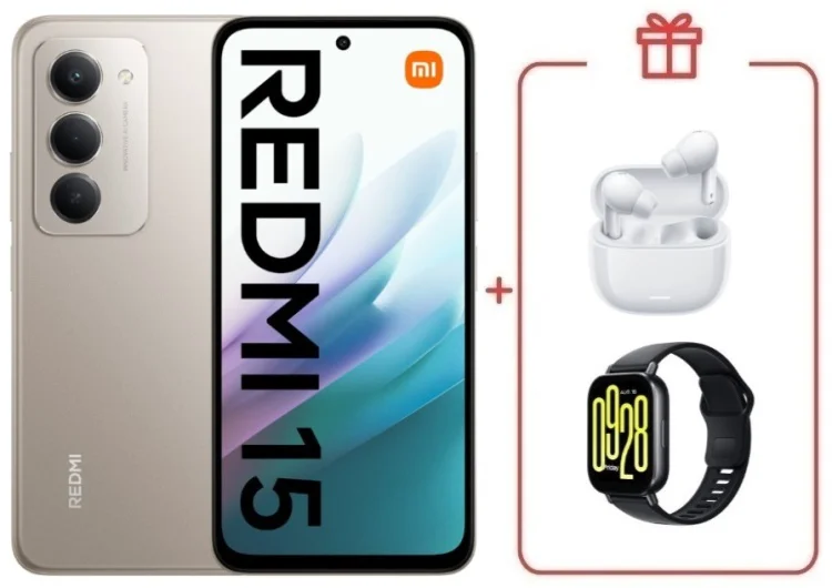 Смартфон Redmi 15 6 ГБ/128 ГБ серый + подарок купить,NaN