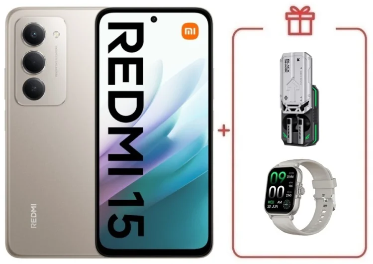 Смартфон Redmi 15 6 ГБ/128 ГБ серый + подарок купить,NaN