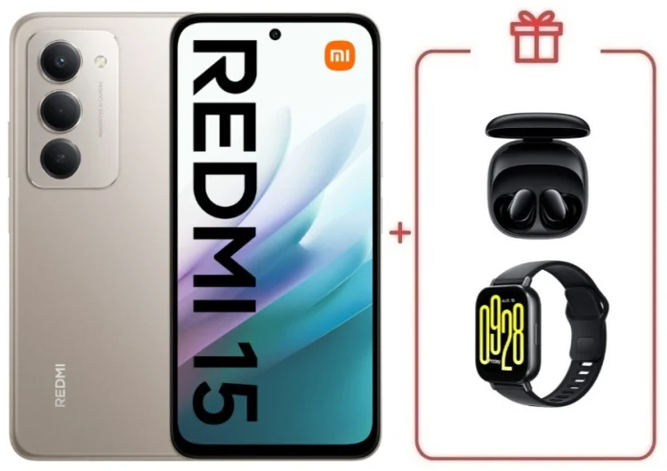 Смартфон Redmi 15 6 ГБ/128 ГБ серый + подарок купить,NaN