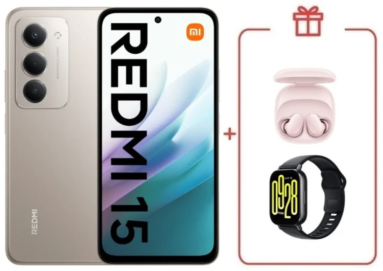 Смартфон Redmi 15 6 ГБ/128 ГБ серый + подарок