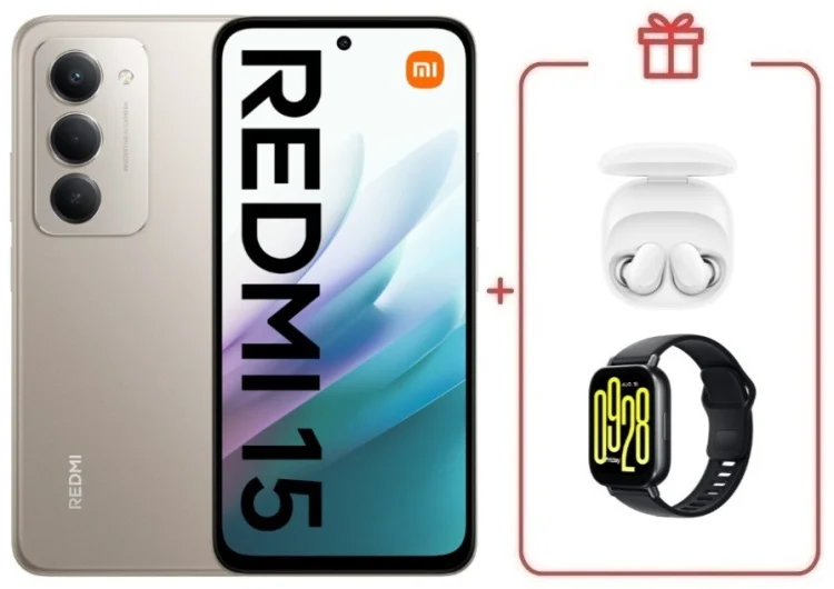 Смартфон Redmi 15 6 ГБ/128 ГБ серый + подарок купить,NaN