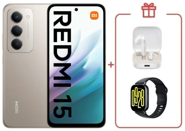 Смартфон Redmi 15 6 ГБ/128 ГБ серый + подарок купить,NaN