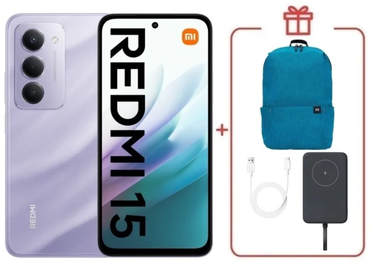 Смартфон Redmi 15 6 ГБ/128 ГБ фиолетовый + подарок купить,NaN