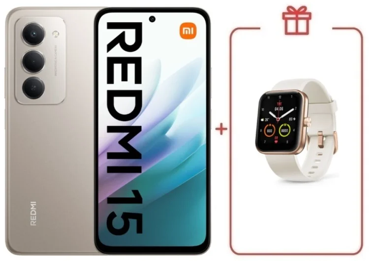 Смартфон Redmi 15 6 ГБ/128 ГБ серый + подарок