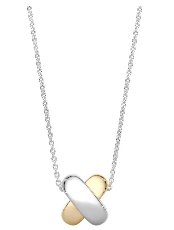 Колье Tirisi Kisses TM3058(2T) желтое золото 0.18гр, серебро 2.95гр 45см купить,NaN
