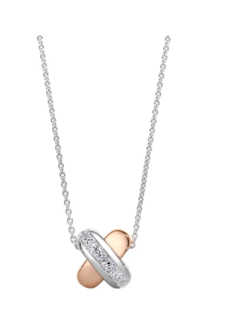 Колье Tirisi Kisses TM3059D(2P) розовое золото 0.16гр, серебро 2.93гр 45см купить,NaN