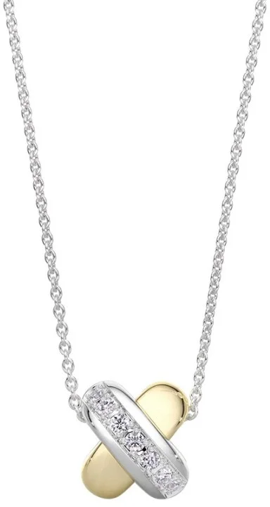 Колье Tirisi Kisses TM3059D(2T) желтое золото 0.16гр, серебро 2.94гр 45см  купить,NaN