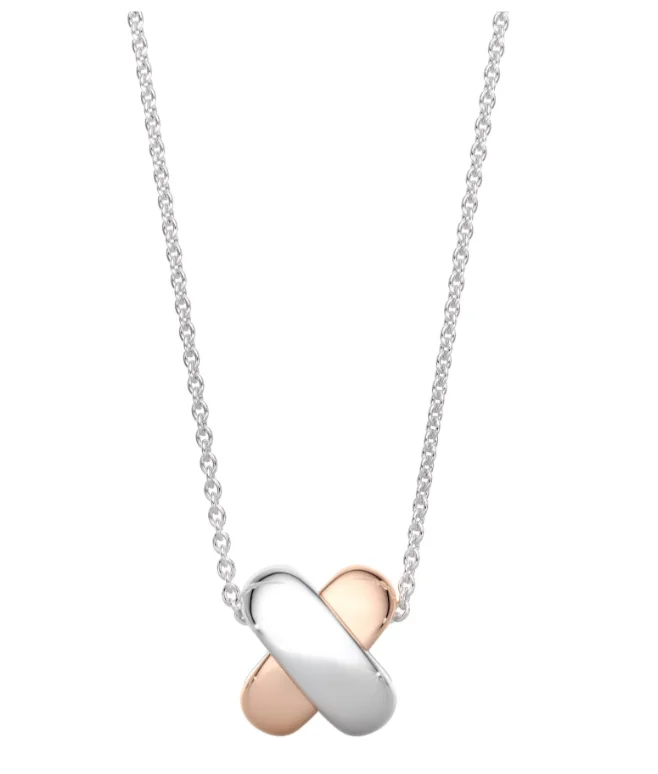 Колье Tirisi Kisses TM3058(2P) розовое золото 0.18 гр, серебро 2.95гр 45см  купить,NaN