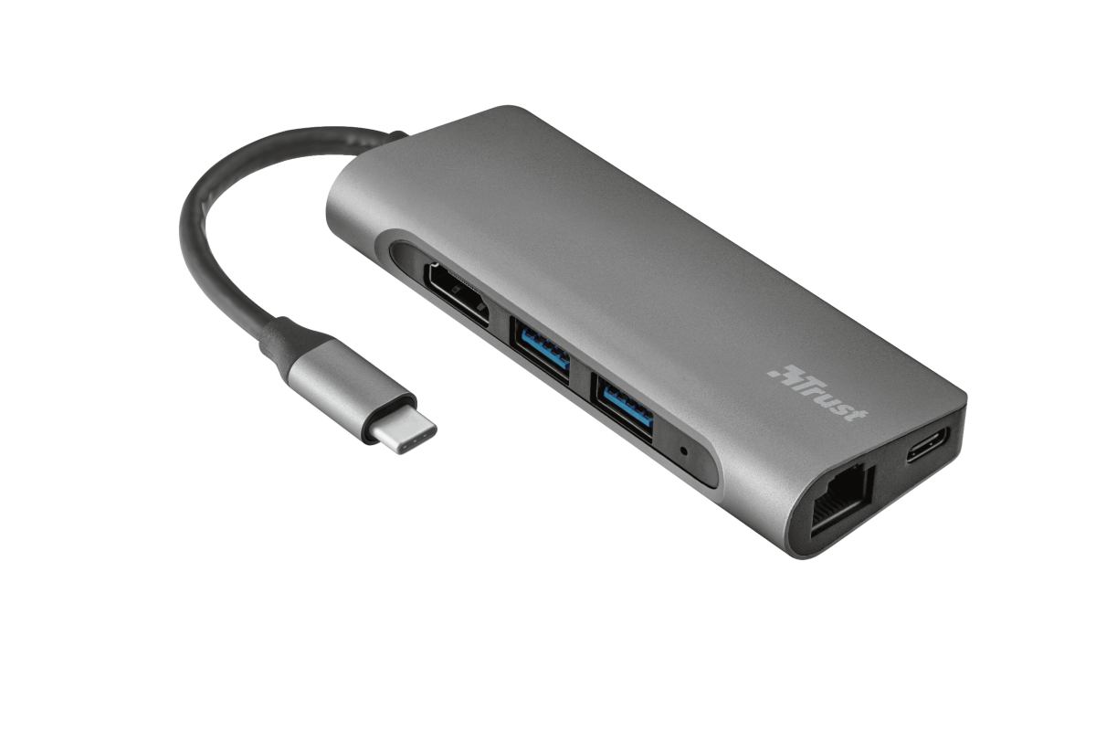 Разветвитель Trust Dalyx 7 in 1 USB-C серый