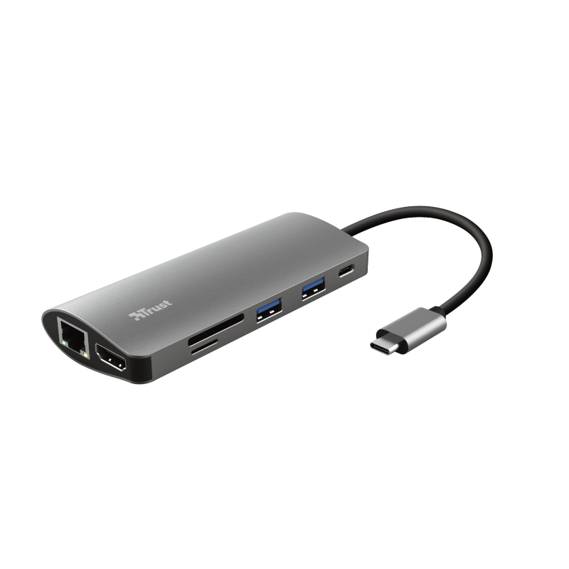 Разветвитель Trust Dalyx 7 in 1 USB-C серый